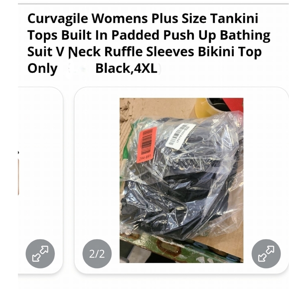 CURVAGILE - 4X Black Ruffled Tankini Swim Top (Top Only) - Picture 9 of 10